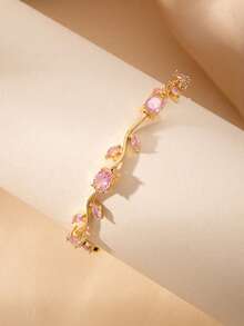 1条锆石花朵吊坠手链，可爱时尚，适合女性日常佩戴和派对场合。 - 花朵 - 查看 4