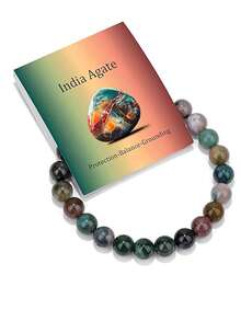 1pc Natural Stone Bracelet, Unisex Energy Healing Crystal Bracelet, Elastic Cord, Birthday Gift - Multicolor - View 22