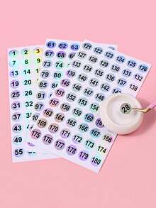 3pcs 1-180# Laser Numbered Nail Polish Bottle Labels, Waterproof Round Stickers With Solid & Laser Effects, DIY Manicure & Beauty Supplies For Home And Salon Use, Back To School Essential - Multicolor - View 7
