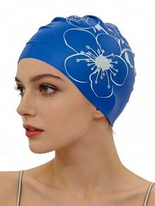 Printed Silicone Swimming Cap - Highly Elastic Silicone Swimming Cap - Suitable For Outdoor Water Sports, Durable Swimming Accessory - Ear Protection, Suitable For Long Curly Hair - Adult Training, Beach Essential, Beach Accessory, Ideal For Pool Floats - Multicolor - View 22