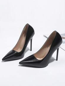 Vintage Style High Heels Thin Heels Party Women's Shoes, Spring/Autumn New Arrival Super High Shoes In Color Block Design With Pointed Low Vamp Women's High Heel Mirror Surface Red Bottom Fashion Pumps, Elegant Formal Dress Shoes - 黑色 - 查看 6