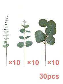 15/30pcs Mixed Artificial Eucalyptus Leaves & Branches, Bulk Silver Dollar Eucalyptus Greenery, Artificial Eucalyptus Plant Stems Wedding Centerpieces, Floral Decor, Gifts, Graduation - Green - View 11