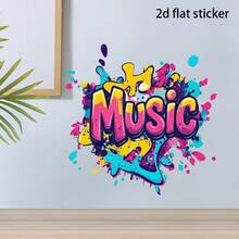 1pc Luxury Ombre Flower Music Wall Decor Sticker, PVC Self-Adhesive Waterproof Sticker For Living Room, Bedroom, Wall Decor To Create A Glamorous And Romantic Floral Space - one-size - View 4