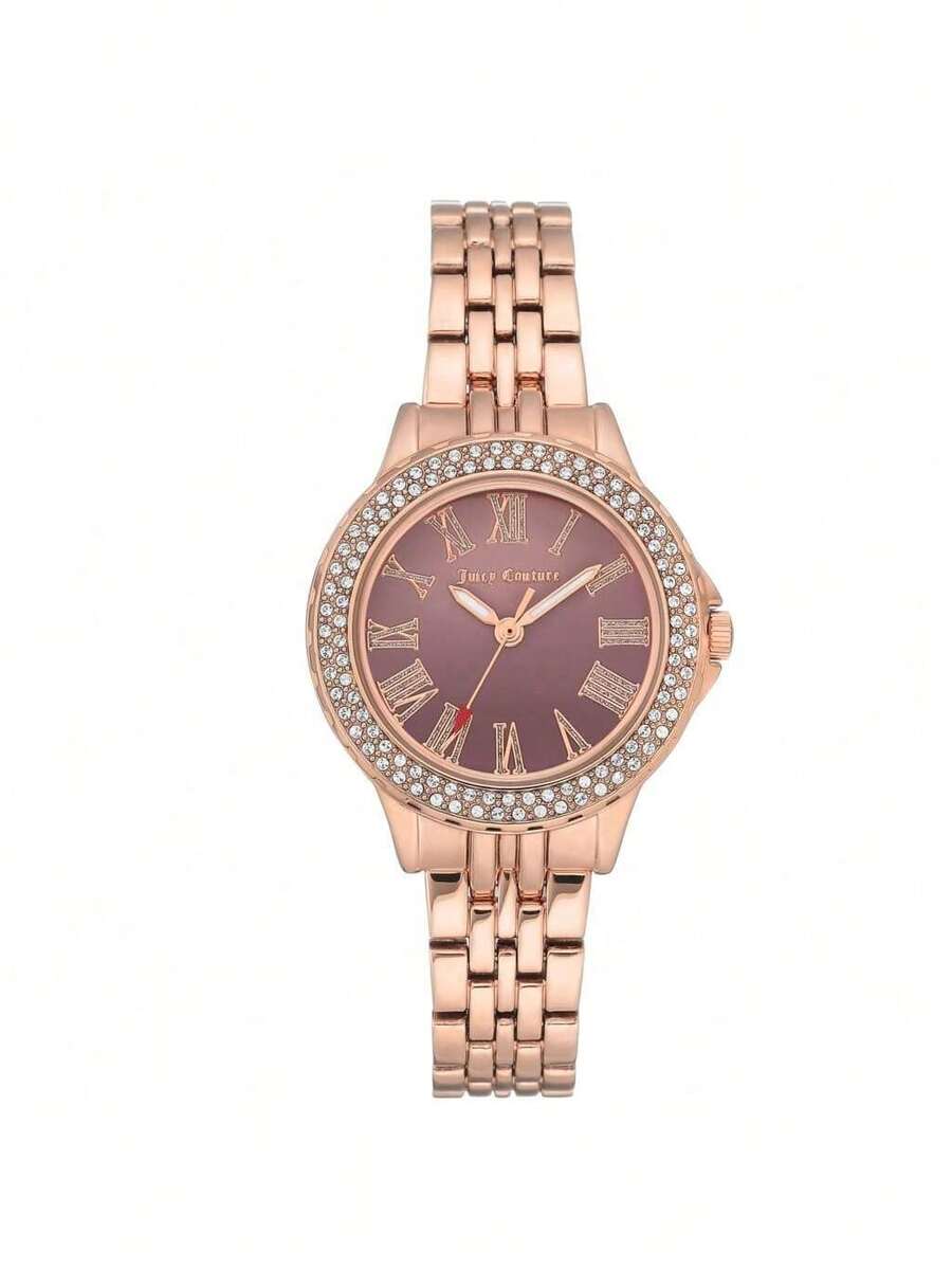 Juicy Couture Đồng hồ nữ, đồng hồ đeo tay nữ kiểu dáng thanh lịch, mặt số màu nâu, 32mm. - Hoa hồng vàng - Xem 1