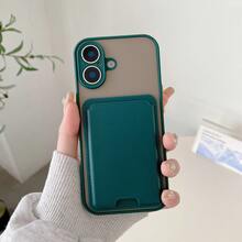 （卡槽式手机壳）一体式硅胶材质，亲肤磨砂质感，适用于 17 Pro Max/17E/Air/17/16/15/14/13/12/11/X/XR/8P/7P/8/7... - 墨綠色 - 查看 1