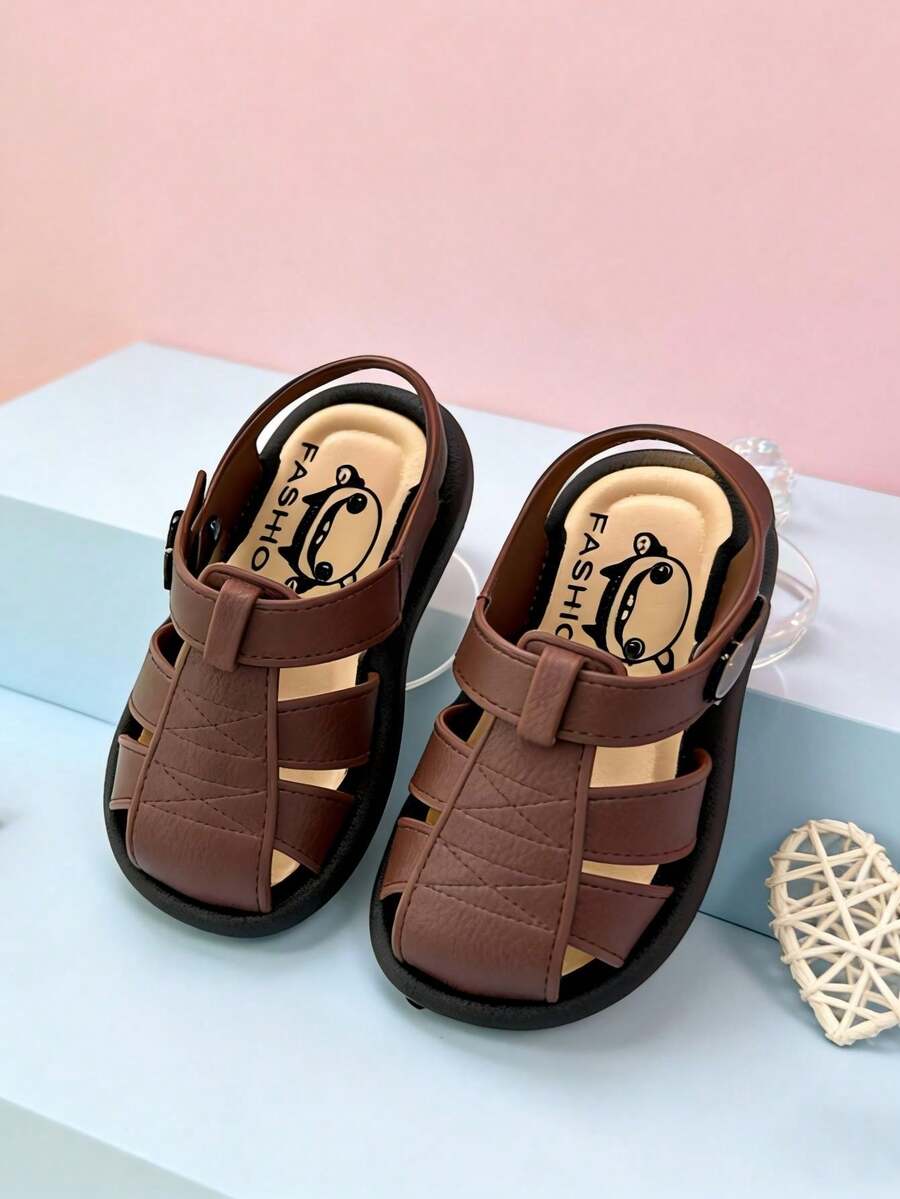 New Cartoon Style Adjustable Strap Children's Sandals, Suitable For Spring And Autumn Indoor And Outdoor Baby Walking Shoes - Brown - View 1