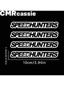 4pcs Speed Hunter Car Stickers - Vinyl Glossy Surface, Geometric/Graphic Car Themed, Self-Adhesive Decals Suitable For Truck Bumper, Rear Window, Windshield Wipers, Door Handles, Motorcycle & Bicycle - Applicable To Plastic, Glass, Metal Surfaces - 4pcs - View 2