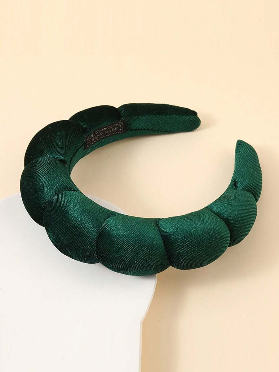 1条高品质天鹅绒发带，适用于水疗、护肤和造型 - 墨綠色 - 查看 1