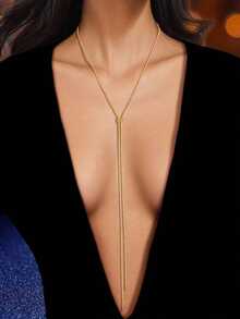 Minimalist Y Lariat Long Necklace For Daily - bạc - Xem 1
