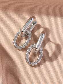 1 Cặp Hoa tai Zirconia Đồng Cổ Điển Tối Giản, Giản Dị & Đa Năng - Vàng - Xem 11