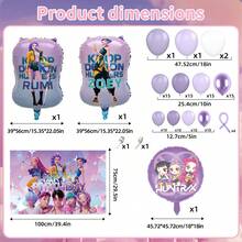 1 Conjunto Decoração de Festa de Aniversário Infantil Garota Cartoon Legal, Conjunto de Arco de Balões e Guirlanda, Conjunto de Balões com Tema de Bruxa Roxa, Adequado para Festa de Aniversário de Festival de Música K-Pop, Decoração de Parede com Balões, Presentes de Mesa de Bolo de Batizado, Balões Decorativos - TZQQ - Visão 6
