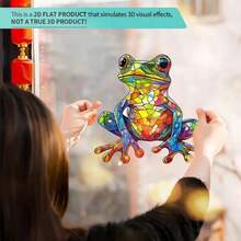 1pc Colorful Frog Sticker, Lively Interesting Scene, Removable Without Residue, Personalize Home Glass Decor - Multicolor - View 3