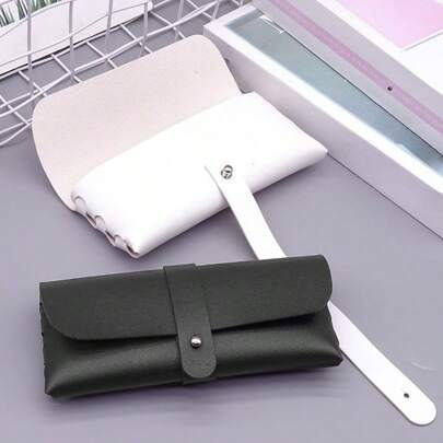 Minimalist Strap PU Glasses Case, Retro Velvet Texture, Scratch-Resistant Hard Shell Storage Box, Unisex