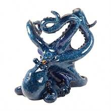 Blue Octopus Wine Bottle Holder 7.5 Tall - Azul - Ver 6