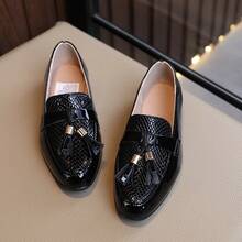 1 Pair New Boys' Black Non-Slip Round Toe Oxford Shoes, Easy To Clean, Suitable For School, Commuting, Gatherings And Weddings, All Seasons - Black - View 4