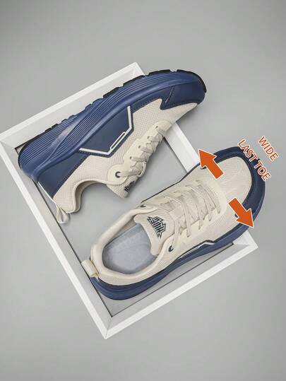Men's High-Top Retro British Style Hiking Casual Shoes - 4-Season Outdoor/Urban Sports Shoes, Wide-Fit Big Head Shoes, Round Toe Geometric Anti-Slip Design - Suitable For Hiking, Business And Daily Wear
