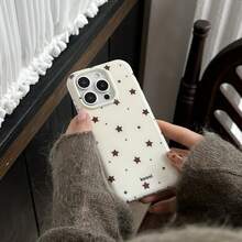 Funda de teléfono con estampado de estrellas blancas y negras, de moda, a prueba de golpes, de carcasa blanda, compatible con iPhone 16 Pro Max, Apple 15, 14 Nuevo Modelo, 12 Pro, 13 Pro Max, cubierta protectora antirraídas para mujer, regalo de cumpleaños de primavera - blanco lechoso - Ver 8