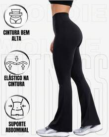 Warm, Thermal, Anti-Cold, Flare Ballerina Flannel Pants In WOLFOX Suplex With Plush Lined For Winter - màu đen - Xem 3