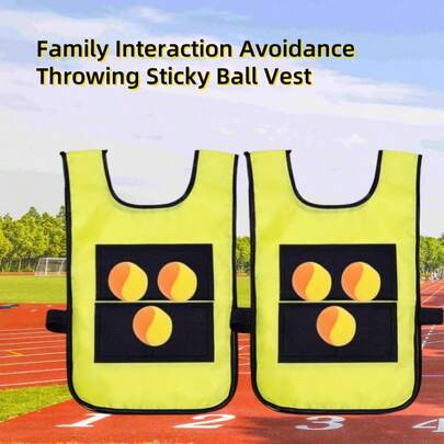1set (1 Vest + 3 Soft Balls) Outdoor Chasing Game, Family Interactive Dodgeball Sticky Vest, Family/Party/Outdoor Holiday Competition, Leisure Entertainment Activity, Challenge Group Sport Game, Festival Gift