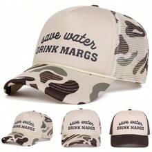 1 chiếc mũ lưỡi trai nam "Save Water Drink Margs", mũ bóng chày in chữ cá tính, mũ lưới thời trang đường phố thường ngày cho mùa xuân, mùa thu, du lịch, đi biển. - nhiều màu - Xem 1