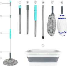 Kickleen Self Wringing Mop With Bucket- Easy Squeeze Twist Mop With 52.5 Inch Long Handle, Heavy Duty For Hardwood, Tile, Vinyl &Amp; Laminate Floors (Gray+White) - ColorA - 查看 3