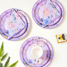 Bộ đồ dùng ăn uống dùng một lần hình vương miện bướm tím, đĩa tiệc 7/9 inch, đĩa giấy, cốc, khăn ăn dùng một lần, thích hợp cho các dịp lễ, đám cưới, lễ đính hôn, sinh nhật, tiệc tùng, lễ kỷ niệm. - Nhiều màu - Xem 3