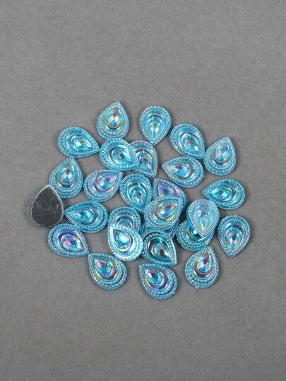 50 pezzi/confezione, Strass acrilici a goccia piatti da 13*18mm, strass a fondo piatto multicolore a coda di pavone, accessori fai-da-te con strass colorati di alta qualità