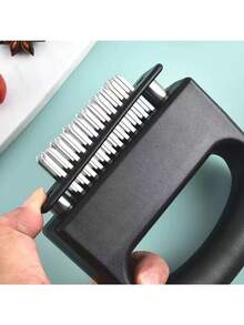 1个盒装48针不锈钢嫩肉器，牛排纤维切割器，家用厨房烧烤工具 - 黑色 - 查看 4