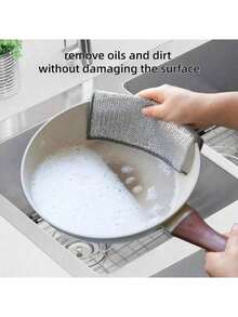 20pcs Reusable Metal Mesh Cleaning Cloths, Heavy Duty Scrub Pads To Remove Stubborn Stains, Grease And Rust On Kitchenware - Grey - View 5