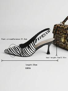XBYASDF 2026 New Arrival Women's Black & White Zebra Print Pointed Toe 7cm Kitten Heel Sandals, Elegant OL Commute, Date, Party High Heel Shoes - Black and White - View 11