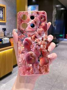 Flower 1pc Peach Flower Shockproof Phone Case Compatible With Apple, /Galaxy, - Pink - View 4