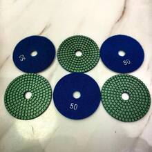 Bộ 6 miếng đệm đánh bóng kim cương #50 4 inch, đĩa mài ướt/khô cấp công nghiệp dùng để mài, làm sạch, tân trang và đánh bóng bề mặt đá cẩm thạch/đá granit/đá thạch anh/đá nhân tạo/bê tông, tương thích với máy mài góc và máy đánh bóng nhỏ. - 6PCS-50 - Xem 2