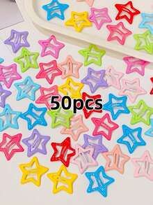 10/20/30/50pcs Mixed Color Cute Star Hair Clips, Ideal Hair Accessories For Girls Party & Holiday (Random Colors) - Color Mixing - View 8