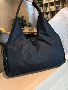 Bolso de hombro deportivo y de fitness para exteriores, impermeable, de nailon ligero, de gran capacidad, de tela Oxford, de moda - Negro - Ver 11