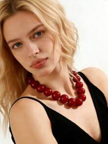 1 chiếc vòng cổ thủ công kiểu Boho bằng nhựa, họa tiết đám mây và các hạt cườm hình học, thích hợp làm quà tặng ngày lễ và đeo hàng ngày. - Vòng cổ nhựa đính hạt thủ công - Xem 7