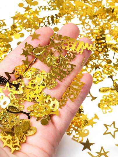 1 gói/15g Giấy kim tuyến vàng lấp lánh kỷ niệm 50 năm, giấy trang trí hình ngôi sao dùng cho tiệc cocktail, trang trí tiệc cưới, sinh nhật kỷ niệm 50 năm, trang trí rải trên bàn.