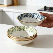4 pièces Set de Plats en Céramique, Assiettes à Apéritif Colorées de 5,6 pouces avec Motifs Floraux, Vaisselle Polyvalente pour Repas à la Maison, Pot-au-Feu, BBQ, Pique-Nique, Pause Thé, Sauce à Tremper, Fruits Secs, Collations, Salade, Noix - Multicolore - Voir 3