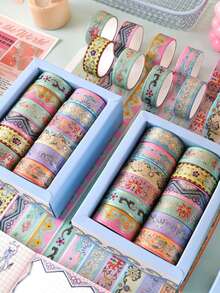12rolls Dream Of The Red Chamber Gilded Washi Tape Set, Literary Aesthetic Journal Decor For Arts, DIY Crafts, Journal Supplies, Planners, Scrapbook, Card/Gift Wrapping - Multicolor - View 11