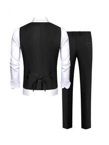 Bộ vest cưới chú rể kiểu Anh & Mỹ hai hàng khuy, dáng ôm và quần. - màu đen - Xem 4