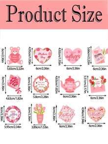 12 piezas Decoradores de pasteles para el Día de la Madre, decoradores de magdalenas con forma de corazón - Con temas como "Mamá, te amo", "Gracias, mamá" y "Eres la mejor mamá", adecuados para decoraciones de pasteles de fiestas de cumpleaños con tema del Día de la Madre, suministros de fiestas de cumpleaños y regalos del Día de la Madre. - multicolor - Ver 7