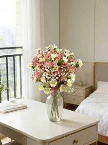 Bó hoa giả 48 bông màu hồng và trắng gồm hoa baby's breath và hoa cúc trắng, hoa cô dâu cầm trong bình hoa trang trí nhà cửa, phòng ngủ. - Nhiều màu - Xem 8