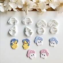 Bộ 4 khuôn đất sét mềm hình vịt và nấm hoạt hình dễ thương, khuôn cắt khuyên tai bằng đất sét mềm hình nàng tiên để tự làm mặt dây chuyền trang sức. - trắng - Xem 4