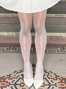 1 Pair Plus Size Women's Shiny Sexy Pantyhose, Comfortable - Burgundy - View 7
