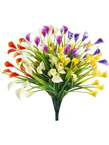 10/5/1pc Outdoor Calla Lily Artificial Flowers, Plastic Material, UV Resistant, Colorful, Suitable For Home Garden, Flower Pots, Porch, Windowsill Flower Box Decoration, Spring/Summer Indoor Garden, Patio, Windowsill Flower Box, Kitchen, Home Decor, Multiple Colors Available, Outdoor Decoration, Suitable For Indoor/Outdoor Garden, Windowsill, Flower Pots Spring Decoration, Outdoor Decoration, Garden Decoration (Multi-Color) - Multicolor - View 10