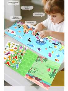 1 set de livre à autocollants à bulles réutilisables et pliables, à coller et décoller sans laisser de trace. Jouet de développement des compétences motrices fines, puzzle éducatif pour enfants, interaction parent-enfant - Multicolore - Voir 6