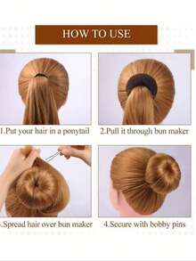 2pcs Black Donut Hair Bun Maker Hair Styling Tool Set - Black - View 6