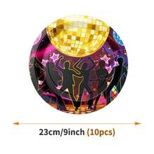 Disco Night Disposable Plate, Napkin, Cup Set, Plates, Napkins And Cups Party Supplies, Suitable For 10 Guests, Disposable Paper Plates Party Tableware Suitable For Birthday, Wedding, Party, Family Picnic - View 10