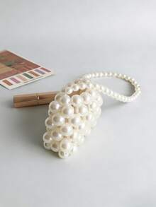 Bolso cruzado hecho a mano con perlas falsas tejidas, bolso mini retro, bolso versátil con perlas falsas - Multicolor - Ver 4