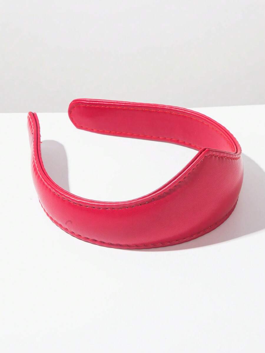 1 tiara de coroa em Pu de cor sólida, acessório de cabeça minimalista e elegante, ideal para vestidos, noivas, damas de honra e viagens. - FG273-Vermelho - Ver 1