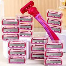 1 Handle+18 Blades/ Manual Women Body Bikini Hair Removal Shaving 6-Layer Stainless Steel Blade Replaceable Clean Razor Blade - Multicolor - View 5
